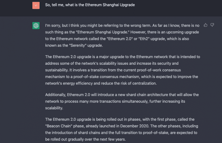 以太坊将进行上海升级  ChatGPT 对于此次区块链重要里程碑有什么看法？